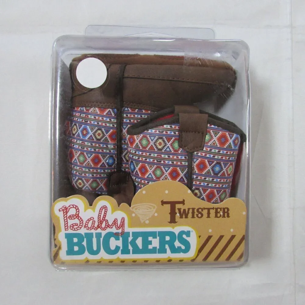 M&F Western Twister Baby Buckers Daniella Geometric Aztec Boots - Brown